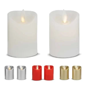 LED-ljus - 2 st. - 7 cm - med 3D-låga - (flera färger)
