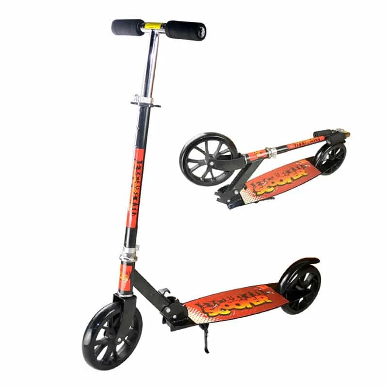 Sparkcykel med stora hjul och bakbroms hopfällbar (svart /orange) - Bild 3