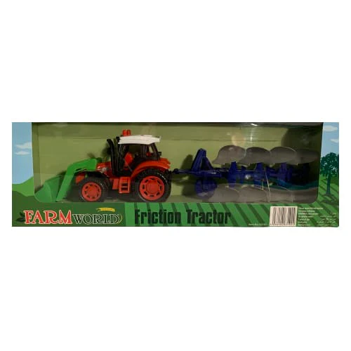 Traktor med plog och frontlastare - grön eller röd från Farmworld - Bild 4