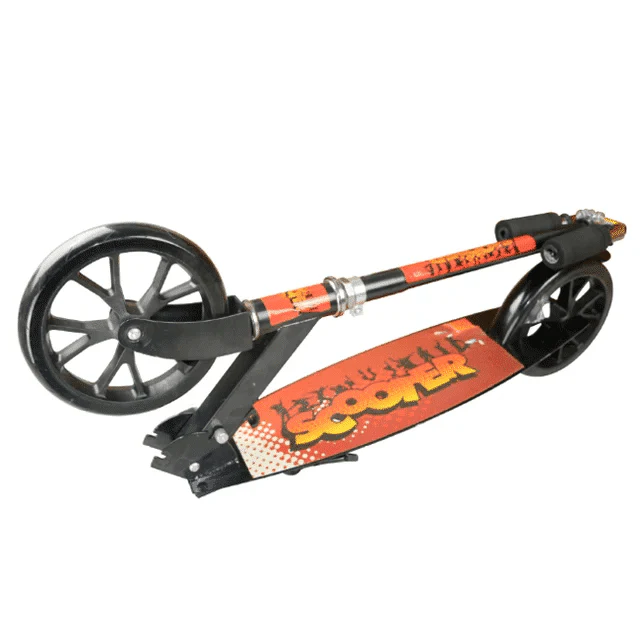 Sparkcykel med stora hjul och bakbroms hopfällbar (svart /orange) - Bild 6