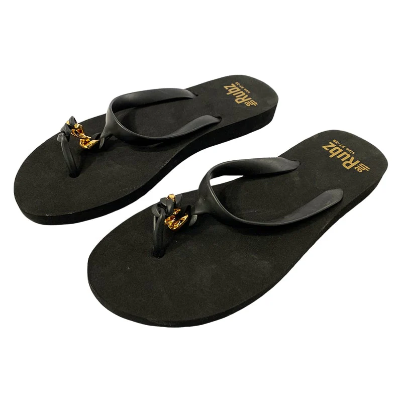 Flip flops från trendiga "The Rubz" Unisex - Svart och guldmetall - Bild 2