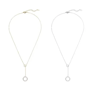 Halsband, guld- eller silverfärgad, hänge formad som ring med små stenar, justerbar