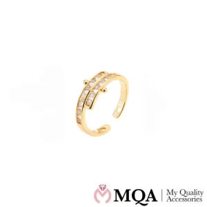 Ring, guldfärgade med glasstenar