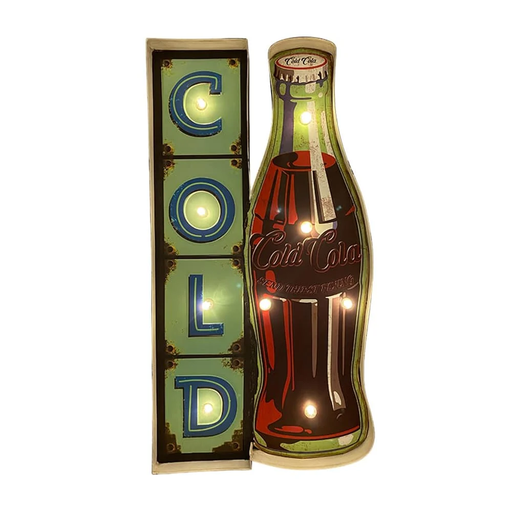 Retroskylt COLD COLA med ljus - Bild 2