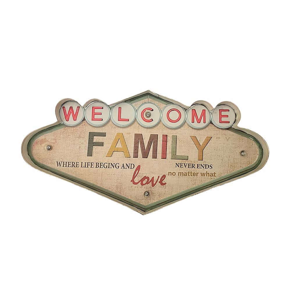 Retroskylt FAMILY med ljus - Bild 2