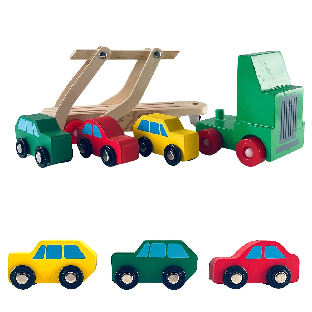 Biltransport i trä med 3 bilar - Bild 4