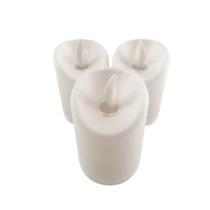 LED-ljus i plast - 3 st. - 7 cm - m/ 3D-låga och fjärrkontroll - vit