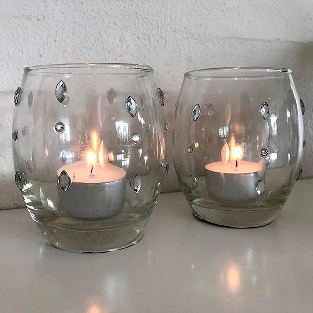 Värmeljus - glas med små diamanter (2 st.) från SIA Home Fashion - Bild 2